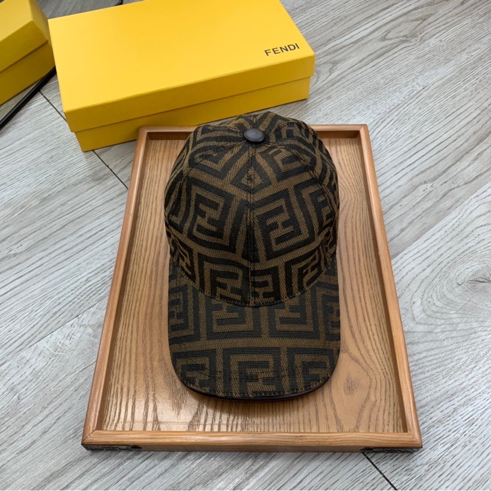 Fendi Brown Geometric Pattern Cap - image 1